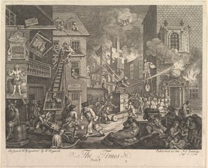 The Times, lámina 1 de William Hogarth