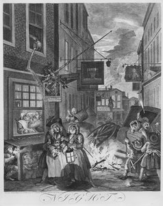 Tiempos del Día, Noche, 1738 de William Hogarth