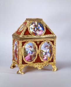 Cofre de Jorge III que contiene un reloj de verge al estilo de James Cox, c.1770