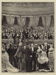 La recepción en la Exposición Internacional, escena en el Albert Hall