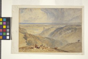 Arundel On The River Arun, según JMW Turner (acuarela y gouache sobre papel blanco) de William II Ward