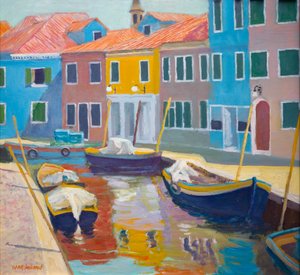 Burano, Venecia (óleo sobre tabla) de William Ireland