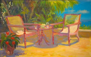 Terraza del Caribe (óleo sobre tabla)