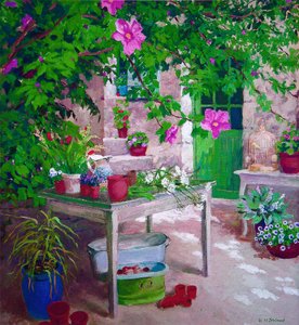Mesa del jardinero (óleo sobre tabla) de William Ireland