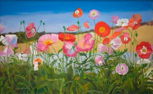 Amapolas (óleo sobre tabla) de William Ireland