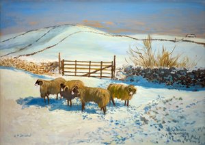 Nieve en los Yorkshire Dales (óleo sobre tabla) de William Ireland