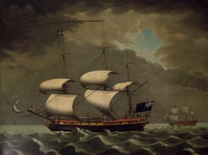 Barco de esclavos, c.1780 (óleo sobre lienzo) de William Jackson