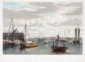 Boston, desde el Ship House, extremo oeste del astillero naval, c.1833 de William James Bennett