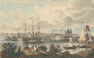Ciudad de Detroit, Michigan: Vista desde la orilla de Canadá cerca del ferry de William James Bennett