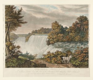 Cataratas del Niágara. A Thomas Dixon Esq. se dedica respetuosamente esta vista de la catarata americana, tomada desde Goat Island de William James Bennett