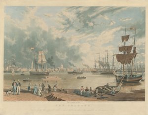 Nueva Orleans: Vista desde el lado opuesto, a poca distancia sobre el medio o el ferry Picayune de William James Bennett after Antoine Mondelli