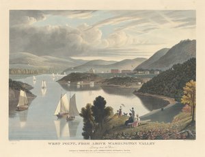 West Point, desde arriba del valle de Washington: mirando hacia abajo el río de William James Bennett after George Cooke