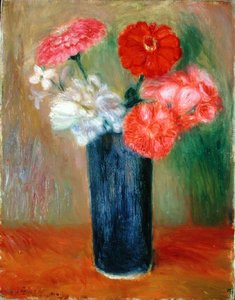 Flores en un jarrón azul de William James Glackens