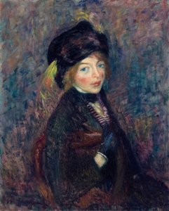 Cabeza de Niña, Pluma en Turbante de William James Glackens