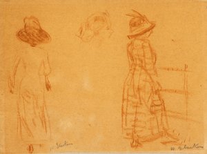 dos mujeres y cabeza de mujer de William James Glackens