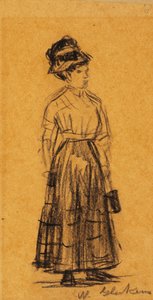 Mujer con sombrero negro y falda negra de William James Glackens