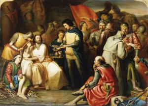 Escena en la tienda de Eduardo el Príncipe Negro después de la Batalla de Poitiers