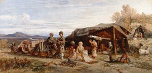 Un campamento en el desierto, c.1844-45 (óleo sobre lienzo) de William James Muller