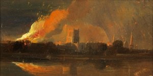 Disturbios de Bristol: El incendio del palacio del obispo, c.1831 de William James Muller