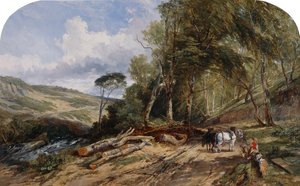 Transportando madera (óleo sobre lienzo) de William James Muller