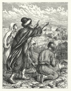 Peregrinos judíos a la vista de Jerusalén (grabado)