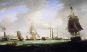 El rey Jorge IV de Inglaterra (1762-1830) embarca en el "Lightning", el primer barco de vapor del servicio postal, con destino a Dublín (Irlanda), el 12 de agosto.