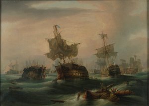 La batalla de Trafalgar, 21 de octubre de 1805 : "El final de la acción", c.1837 (óleo sobre lienzo)