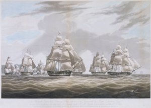 El buque "Inglis" de la Compañía de las Indias Orientales zarpando de Santa Elena, en julio de 1830. de William John Huggins