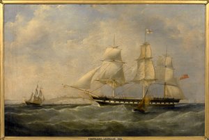 El buque indio "Trafalgar", frente a las costas de Dover (Inglaterra), construido en 1848 en Blackwall (Inglaterra), para el viaje de Londres a Calcuta (India).