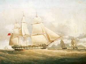 El barco "Sir Edward Paget" (1822), Finales del siglo XVIII - Mediados del siglo XIX (óleo) de William John Huggins