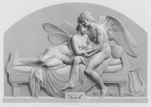 Cupido y Psique, de la estatua de J Gibson, RA en la Colección de la Reina (grabado)