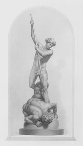 Miguel y Satanás, del grupo en mármol de Flaxman, RA, grabado por W Roffe