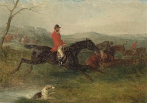 Caza de zorros: Cruzando un arroyo de William Joseph Shayer