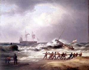 Bote Salvavidas yendo a un Barco en Peligro