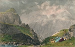 Vista desde Langdale Pikes, mirando hacia Bowfell, Westmorland de William Kelsall
