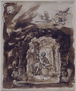 Alexander Pope en su gruta de William Kent