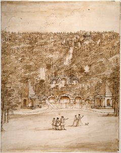 Chatsworth: diseño para una cascada, principios de la década de 1740 (pluma y tinta marrón con lavado marrón sobre lápiz sobre papel)