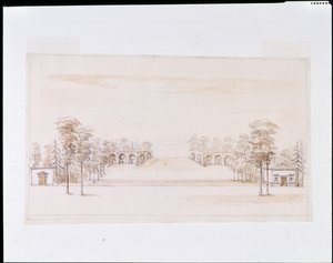 Diseño en perspectiva para un nuevo invernadero de William Kent