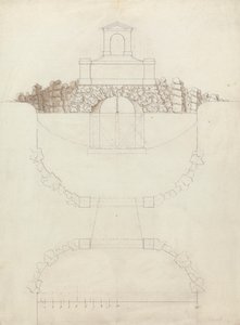 La Cascada de Chiswick House, Middlesex: Alzado y planta de William Kent