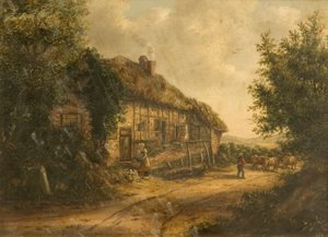 Cabañas en Petersfield Hampshire, 1839 de William Kidd