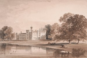 Chiddingstone Place, vista desde el lago de William Knight