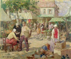 Un mercado bretón (óleo sobre lienzo)