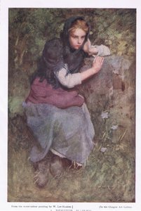 A Pensive Maid, del "Bibby Annual" publicado en 1916 (litografía en color) de William Lee Hankey