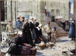 Mercado de mantequilla, Concarneau, c.1939 (óleo sobre lienzo) de William Lee Hankey
