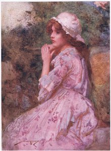 Su modesto aspecto podría adornar la cabaña, dulce como la prímula asoma bajo el espino (litografía en color) de William Lee Hankey