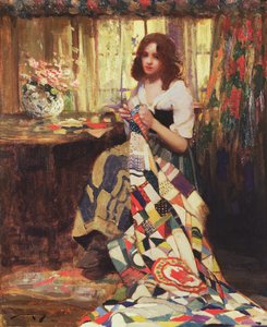 The Patchwork Quilt (óleo sobre lienzo) de William Lee Hankey