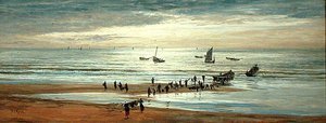 Escena de playa en la costa norte de Francia