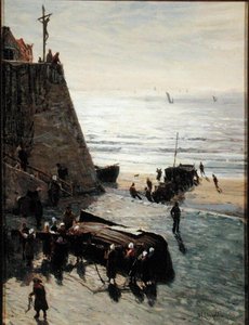 Subiendo el barco de pesca de William Lionel Wyllie