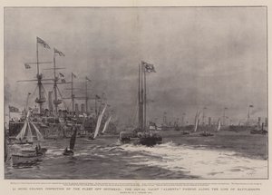 Inspección de la Flota de Li Hung Chang en Spithead, el Yate Real Alberta pasando a lo largo de la Línea de Buques de Guerra