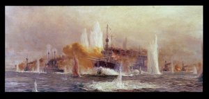 La batalla de Jutlandia en 1916 de William Lionel Wyllie